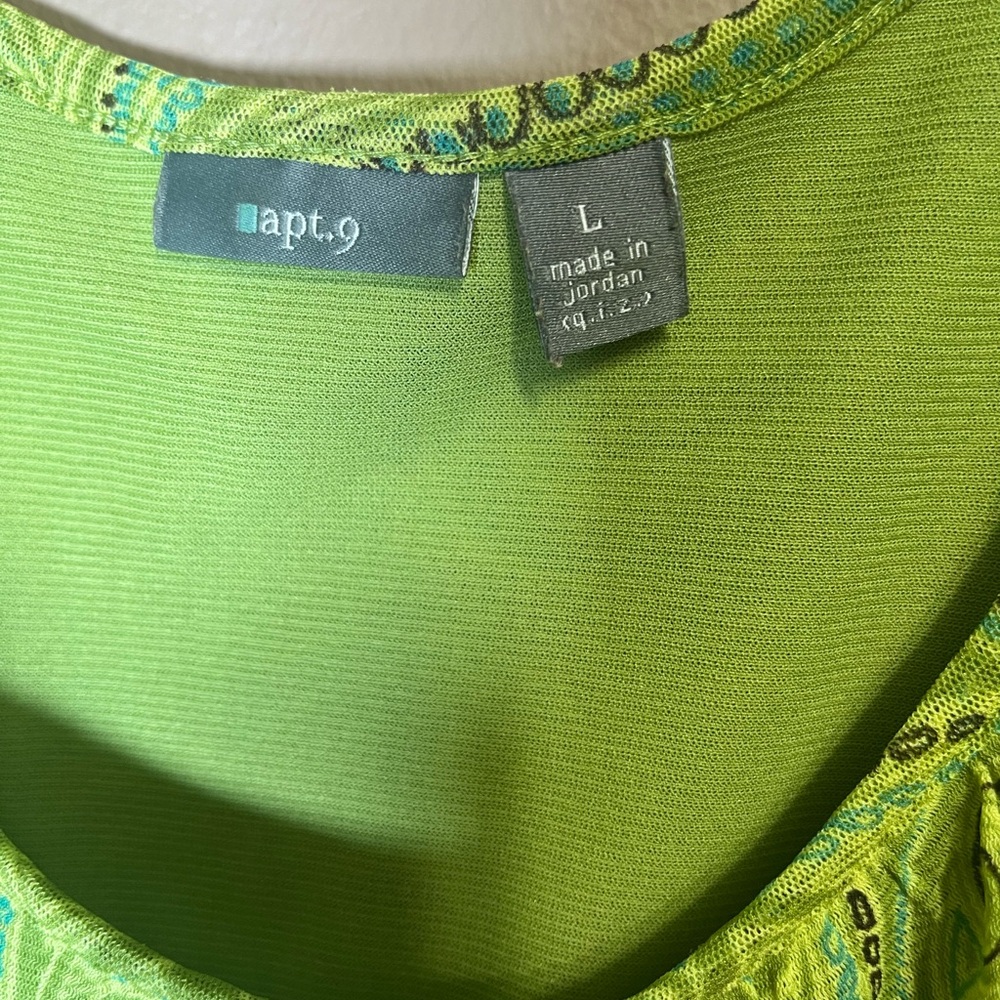 Apt. 9 Green Paisley Ruffle Tiered Babydoll Blouse Top Size Large - Picture 9 of 14